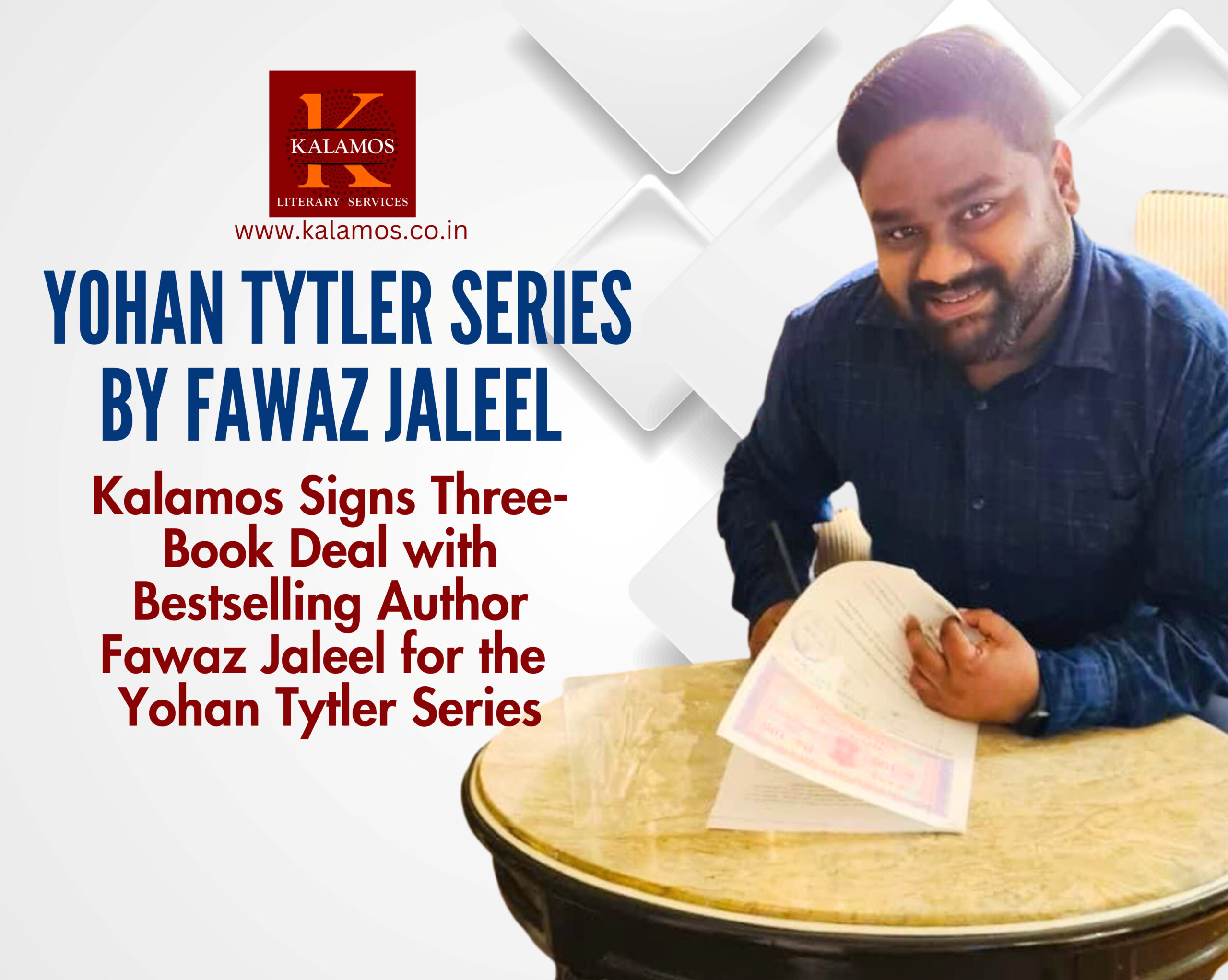 Delhi-based Publishing House Kalamos Inks Three-Book Deal with Indian Thriller Author Fawaz Jaleel for the Yohan Tytler Series