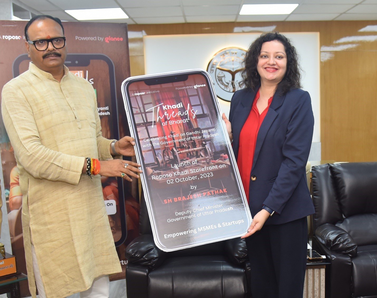 Roposo Khadi Storefront Launched by UP Deputy Chief Minister on Gandhi Jayanti to Promote Khadi Industry, Artisans and entrepreneurs.