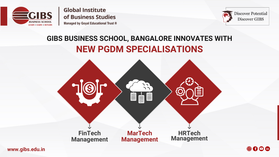 GIBS Business School, Bangalore Innovates with New PGDM Specializations in FinTech, MarTech, and HRTech