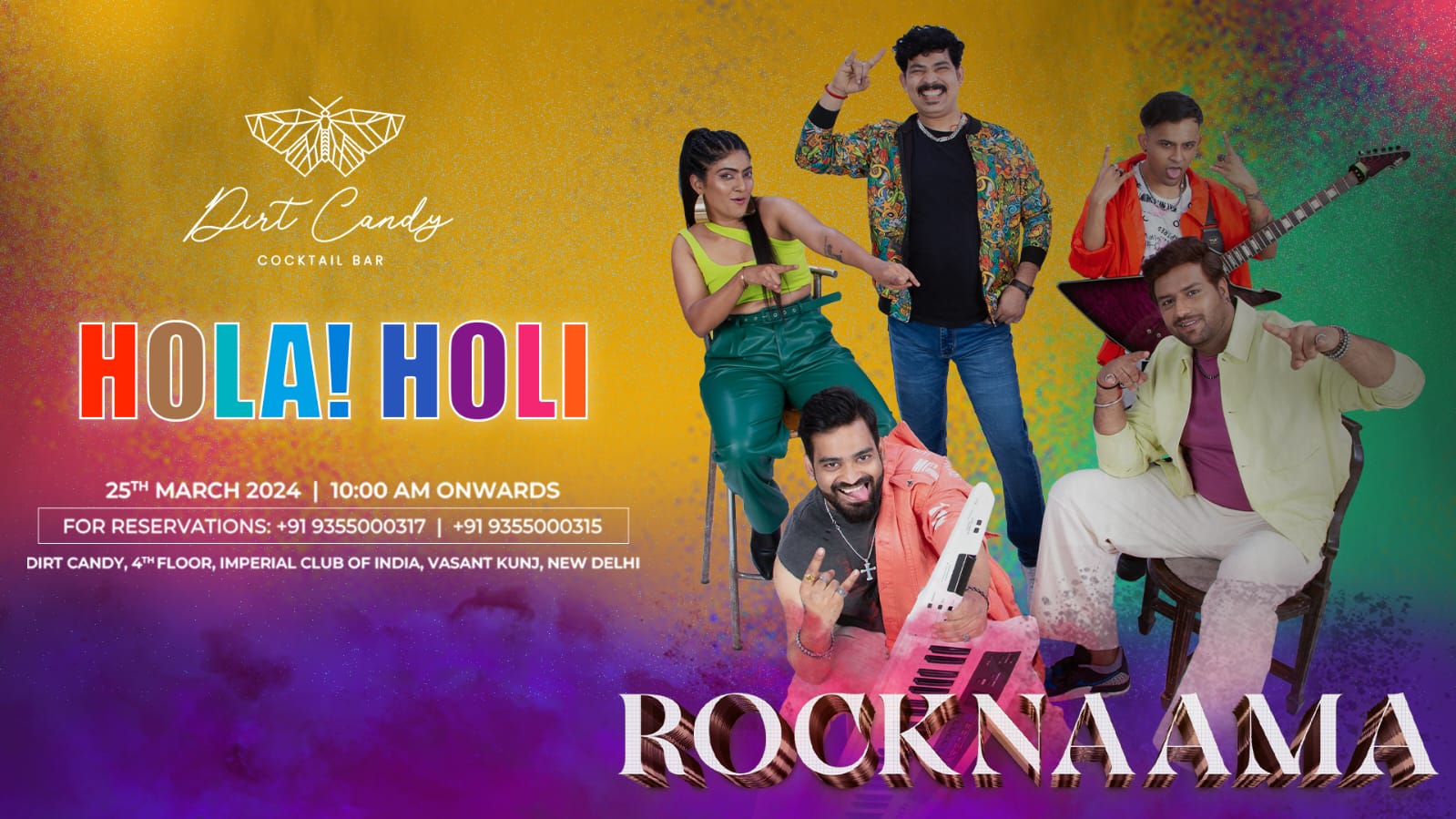 Dirt Candy Presents “Hola! Holi ’24”: The Biggest Holi Celebration in Delhi NCR
