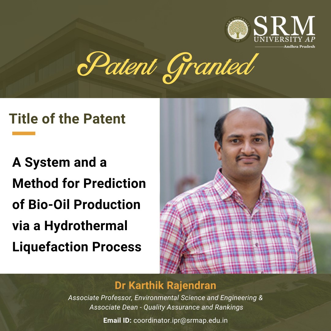 SRM University-AP Pioneers a New Era in Bio-Oil Production with Groundbreaking Predictive System