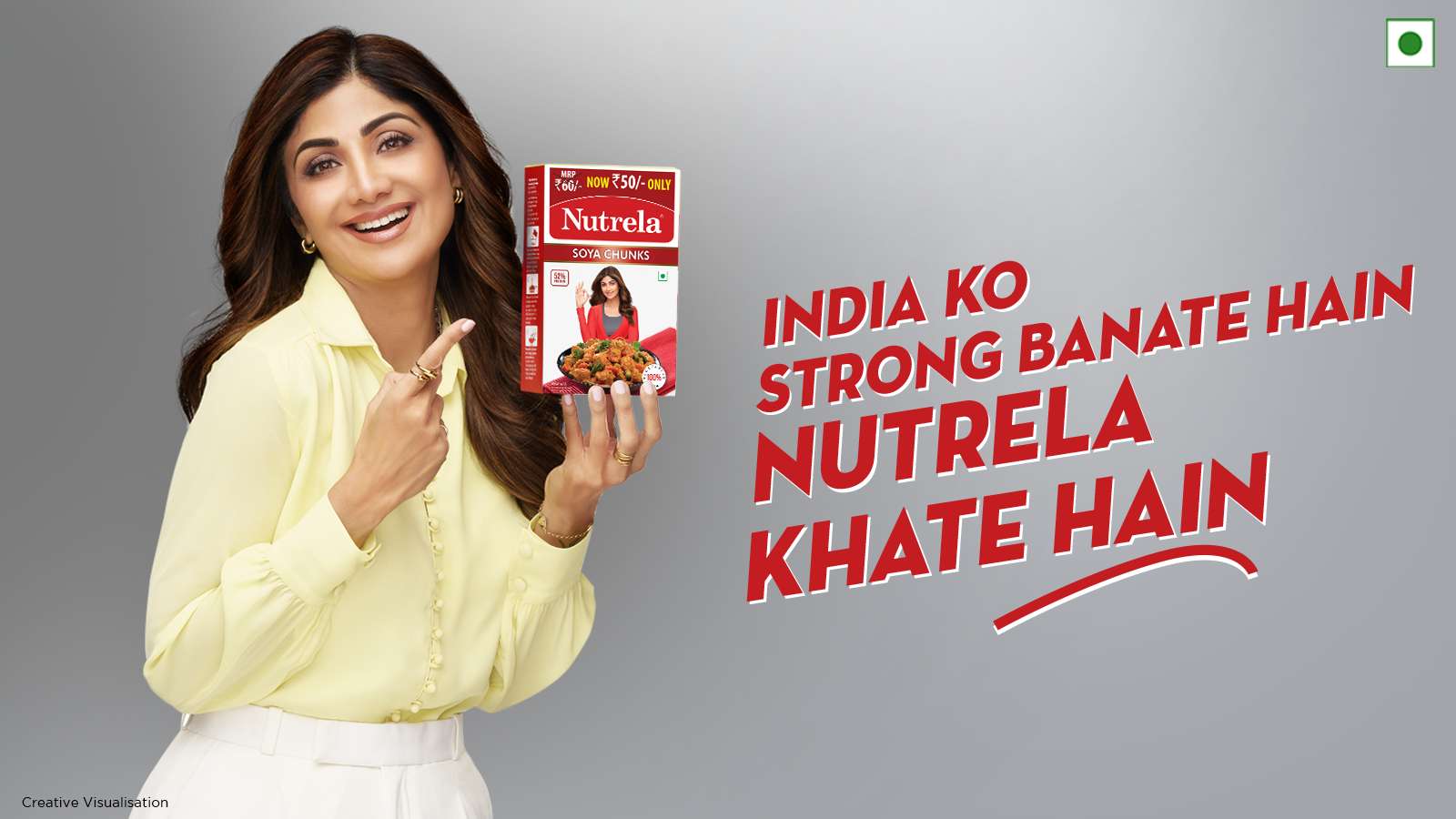 Shilpa Shetty, the newest brand ambassador for Nutrela, is powering the “Making India Stronger” campaign, highlighting the versatility of their 52% protein-rich soya products.