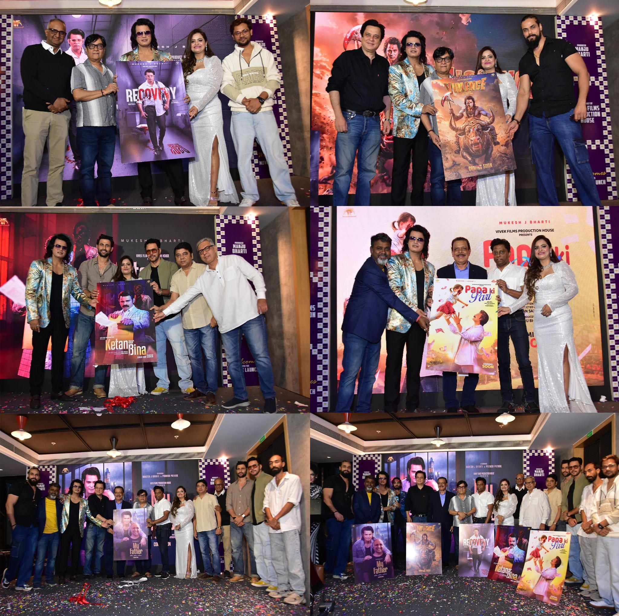 Producer Manju Bharti unveiled Five Films in the presence of Mukesh J. Bharti Freddy Daruwala Rajneesh Duggal & Pramod Pathak