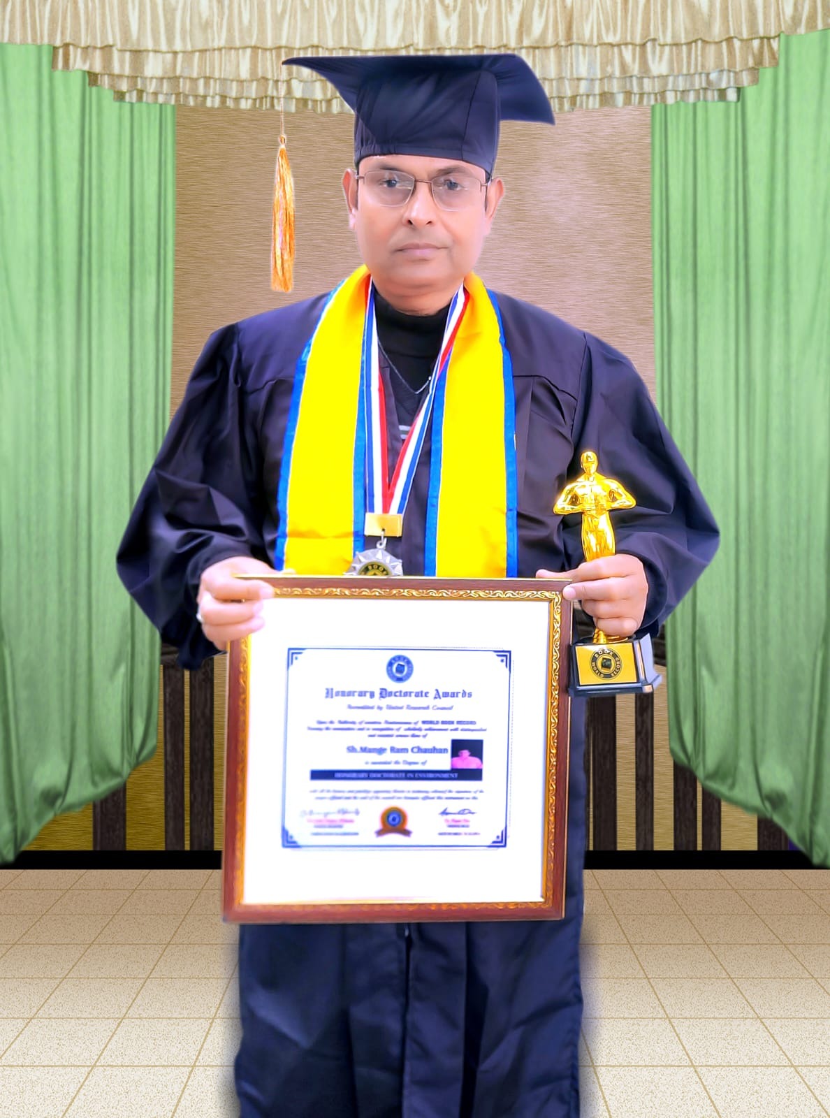 Mange Ram Chauhan, Deputy Collector, Bijnor got Doctorate Award from World Book of Records