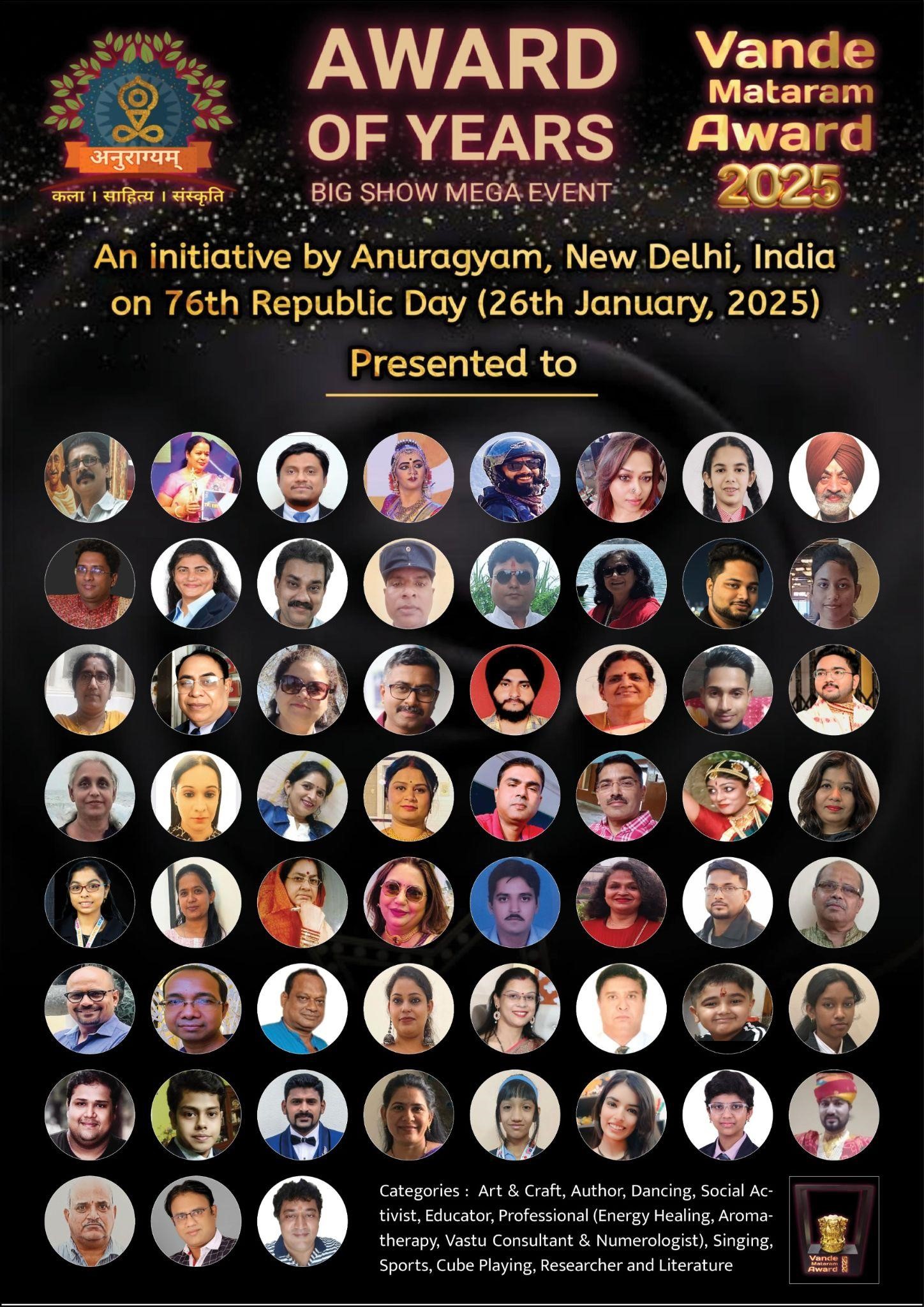 Anuragyam Honors 60 Trailblazers with Vande Mataram Award 2025 on India’s 76th Republic Day