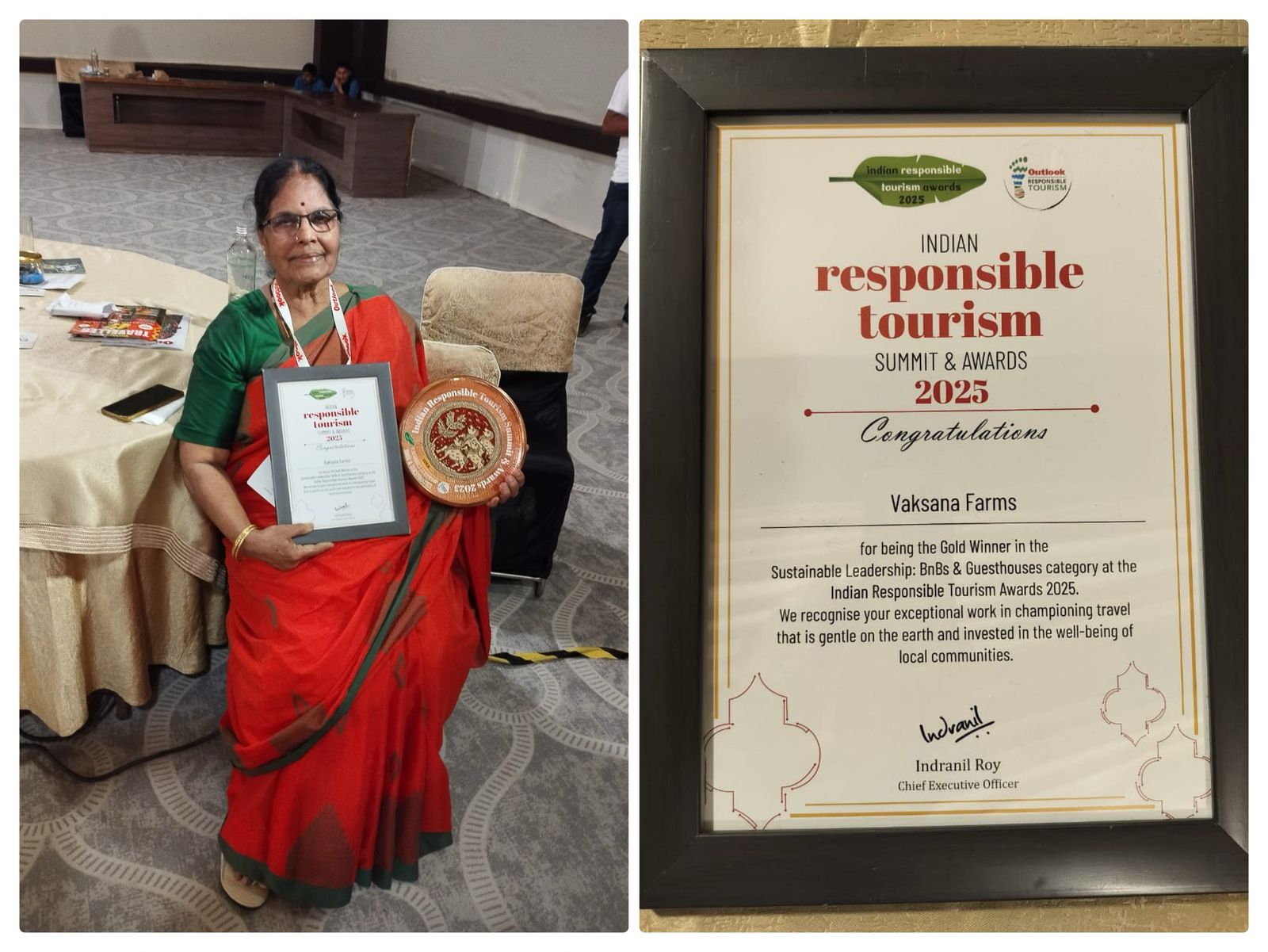 Vaksana Farm Stay Crowned India’s Best Farmstay (BnB). Wins Gold at the India Responsible Tourism Awards 2025