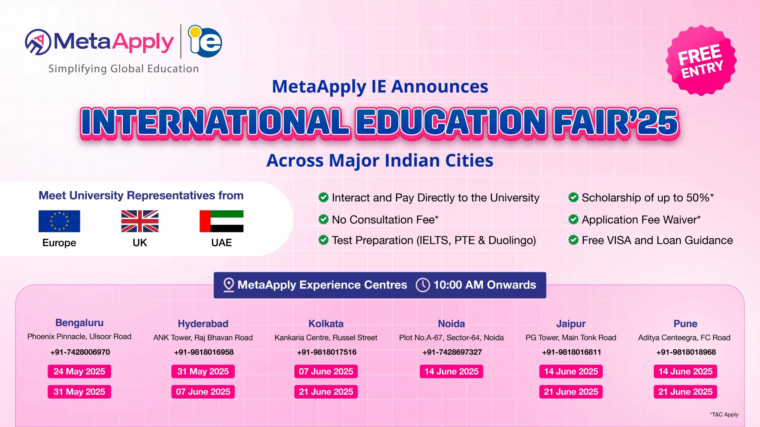 MetaApply IE is set to host International Education Fair 2025 Across Major Indian Cities