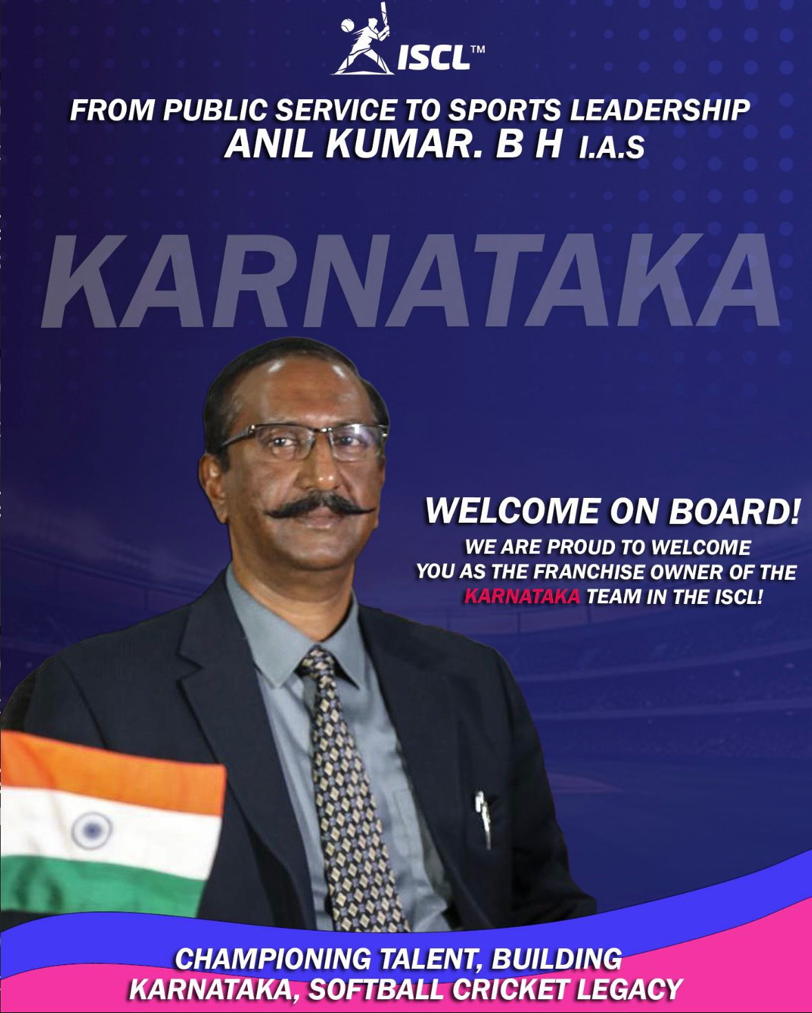 B.H. Anil Kumar, Esteemed COVID Warrior and Former IAS Officer, Joins Indian Softball Cricket Foundation as National Promoter(Iscl)