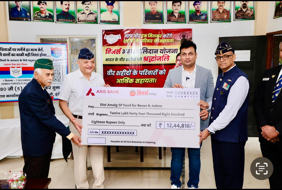Winners Institute Donates ₹12.44 Lakh to Support Families of Martyrs on Independence Day