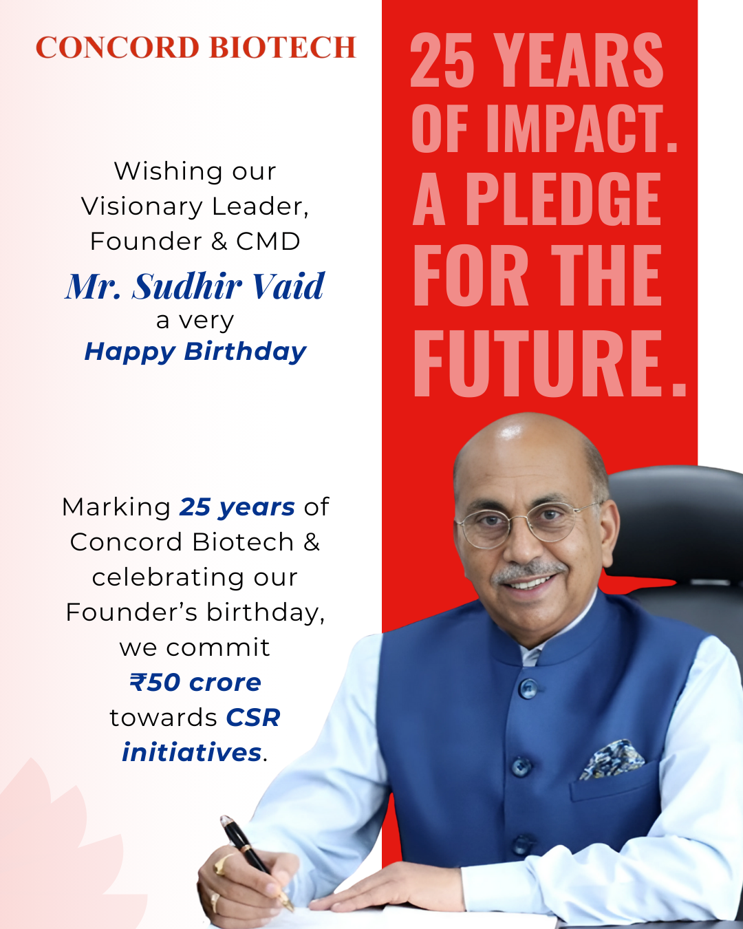 Concord Biotech Pledges ₹50 Crore to CSR as it marks 25 Years