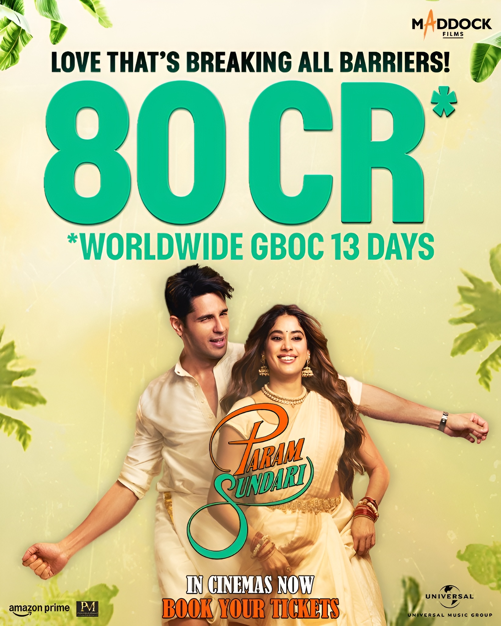 A love that’s breaking all barriers! ‘Param Sundari’ storms with ₹80 CR Worldwide Gross at the Box Office!