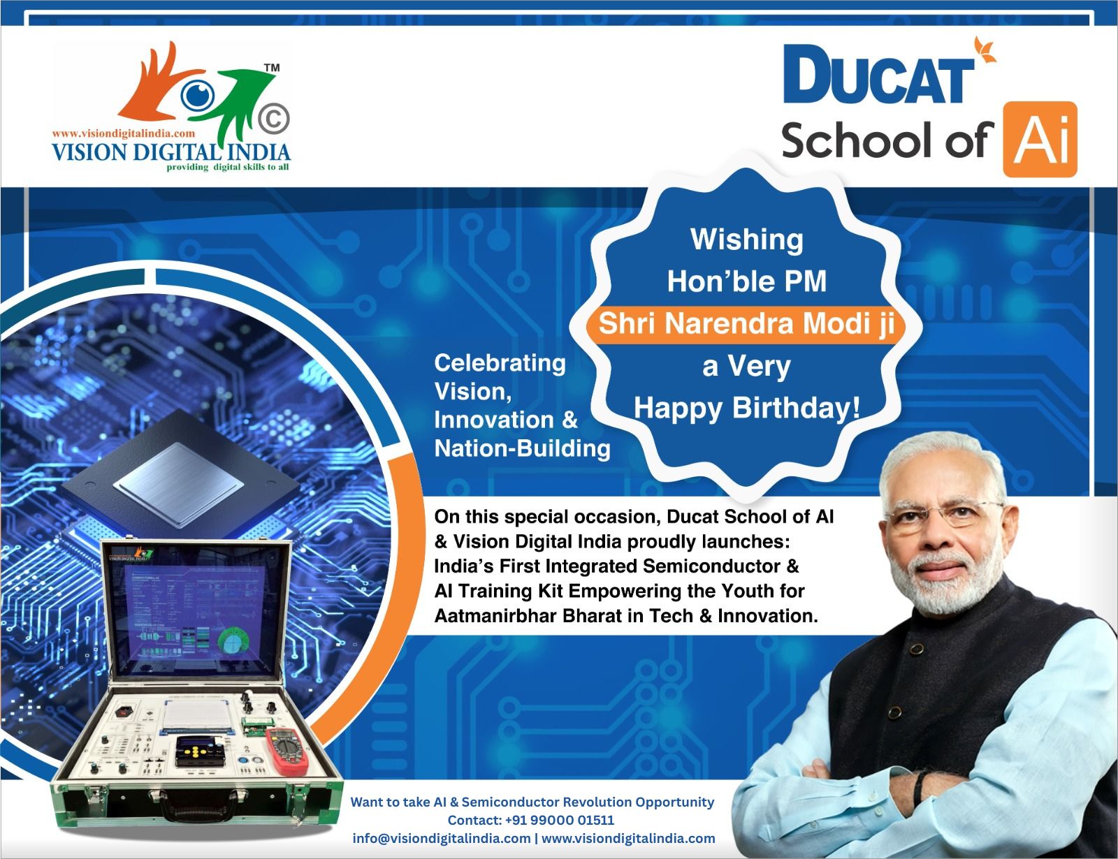“India’s First AI & Semiconductor Training Kit Launched by Vision Digital India: AI MODI Machine – Machine of Digital India, A Tribute to Visionary PM Narendra Modi”