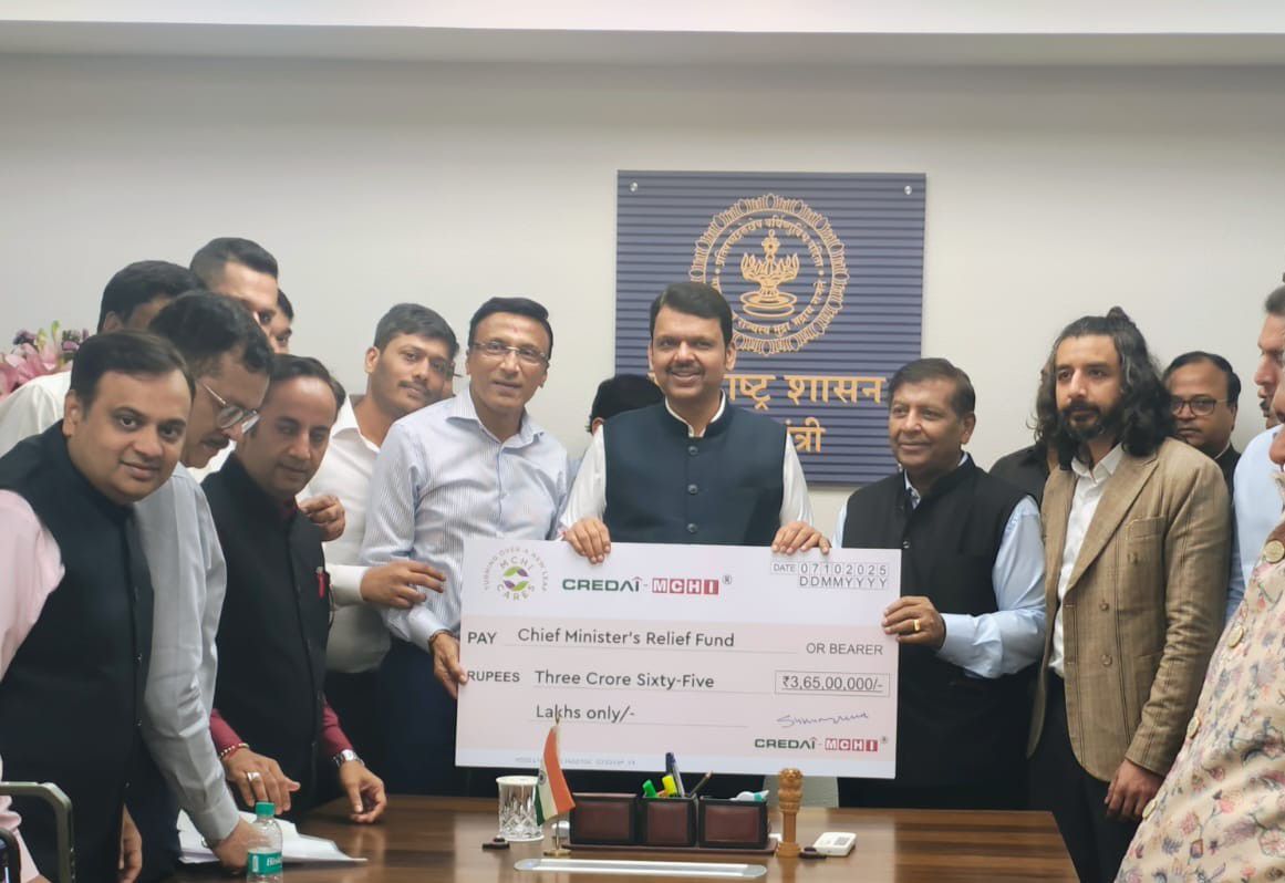 CREDAI-MCHI Extends Rs. 3.65 Crore Support to CM Relief Fund for Flood Rescue and Rehabilitation Efforts