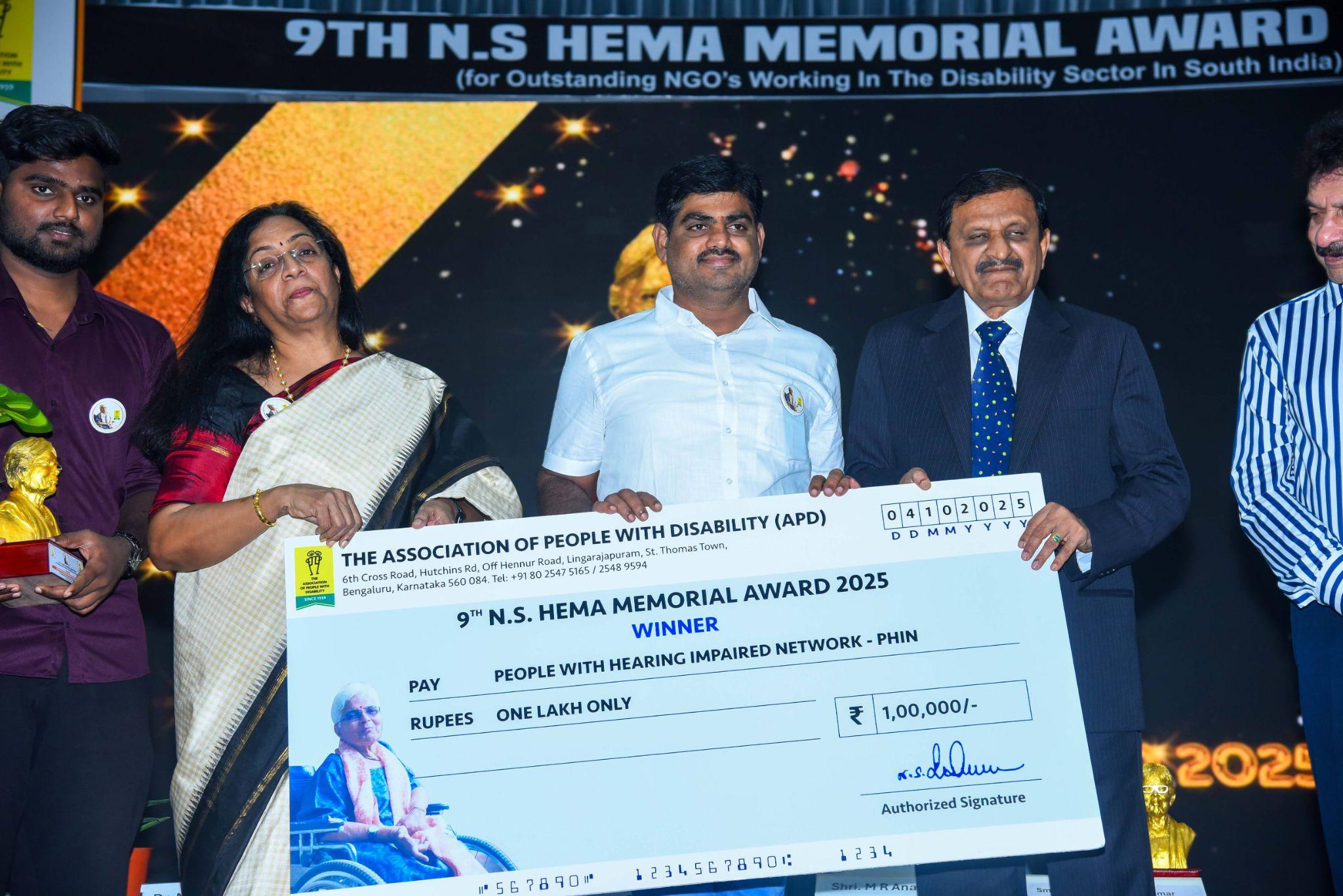 Grassroots changemakers PHIN and Atchayam Trust recognised at the 9th N.S. Hema Memorial Awards