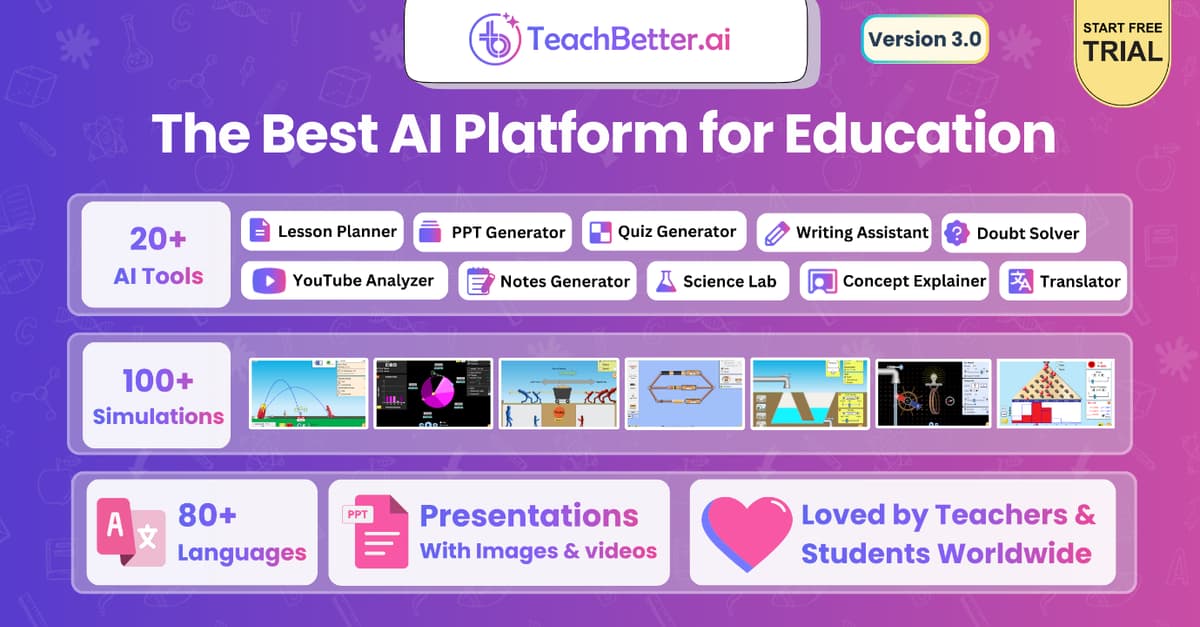 TeachBetter.ai Releases Version 3.0 — The Best AI Platform for Teachers & Students Evolves Into a Comprehensive, Affordable, All-in-One Education Suite With 20+ AI Tools, 100+ Simulations, and More
