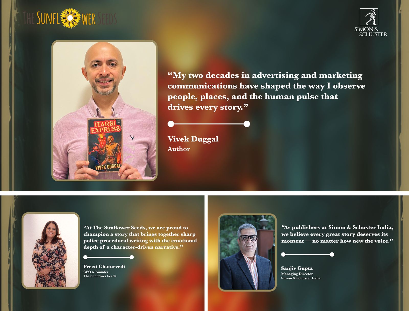 Toronto based writer Vivek Duggal’s debut book- Itarsi Express to be published by Simon and Schuster India in association with The Sunflower Seeds.