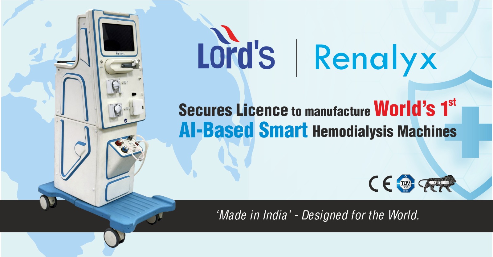 Lords Mark Industries Ltd.–Renalyx Wins Licence to Manufacture Class C World’s First AI-Based Smart HemoDialysis Machines, Becomes World’s 6th CE-Certified Brand